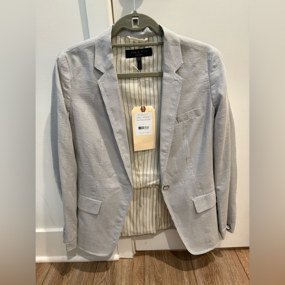 Rag & Bone Light Gray Striped Blazer